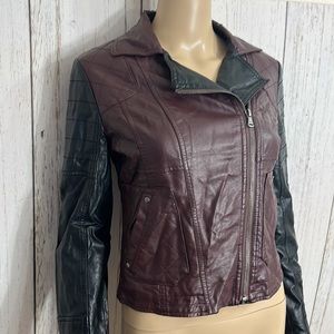 Bernardo Vegan Leather Blazer Moto Jacket Size XS Brown Muave